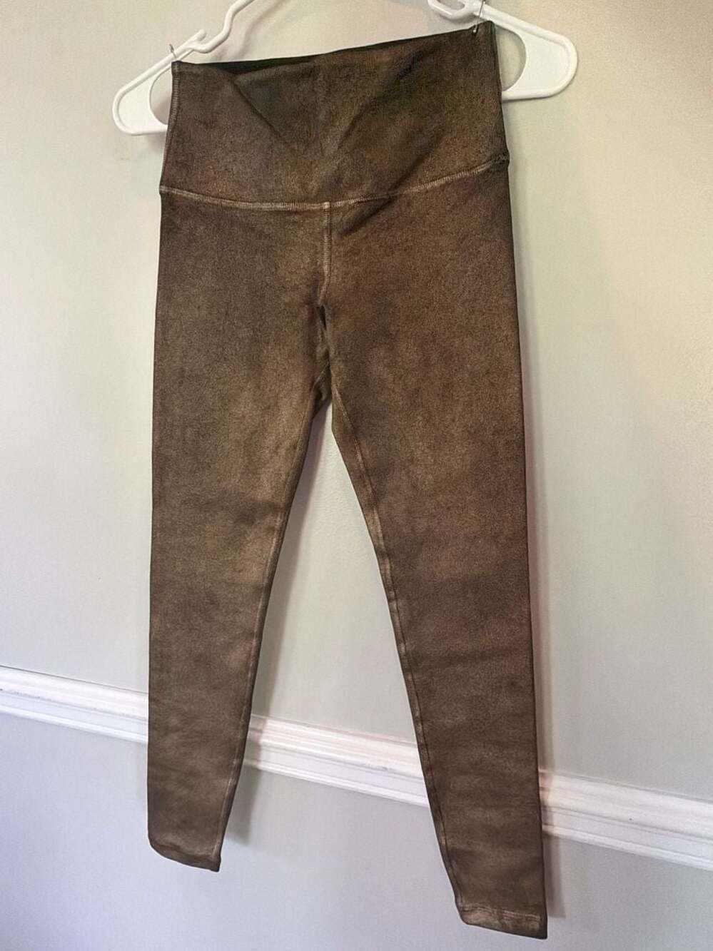 Vim MiA Bronze Distressed Metallic Shimmer High Waisted Leggings
